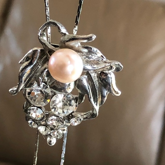 Sarah Coventry, Pearl Brooch, Slide Necklace, Grapes, Leaves, Rhinestones, GUC - Picture 15 of 15
